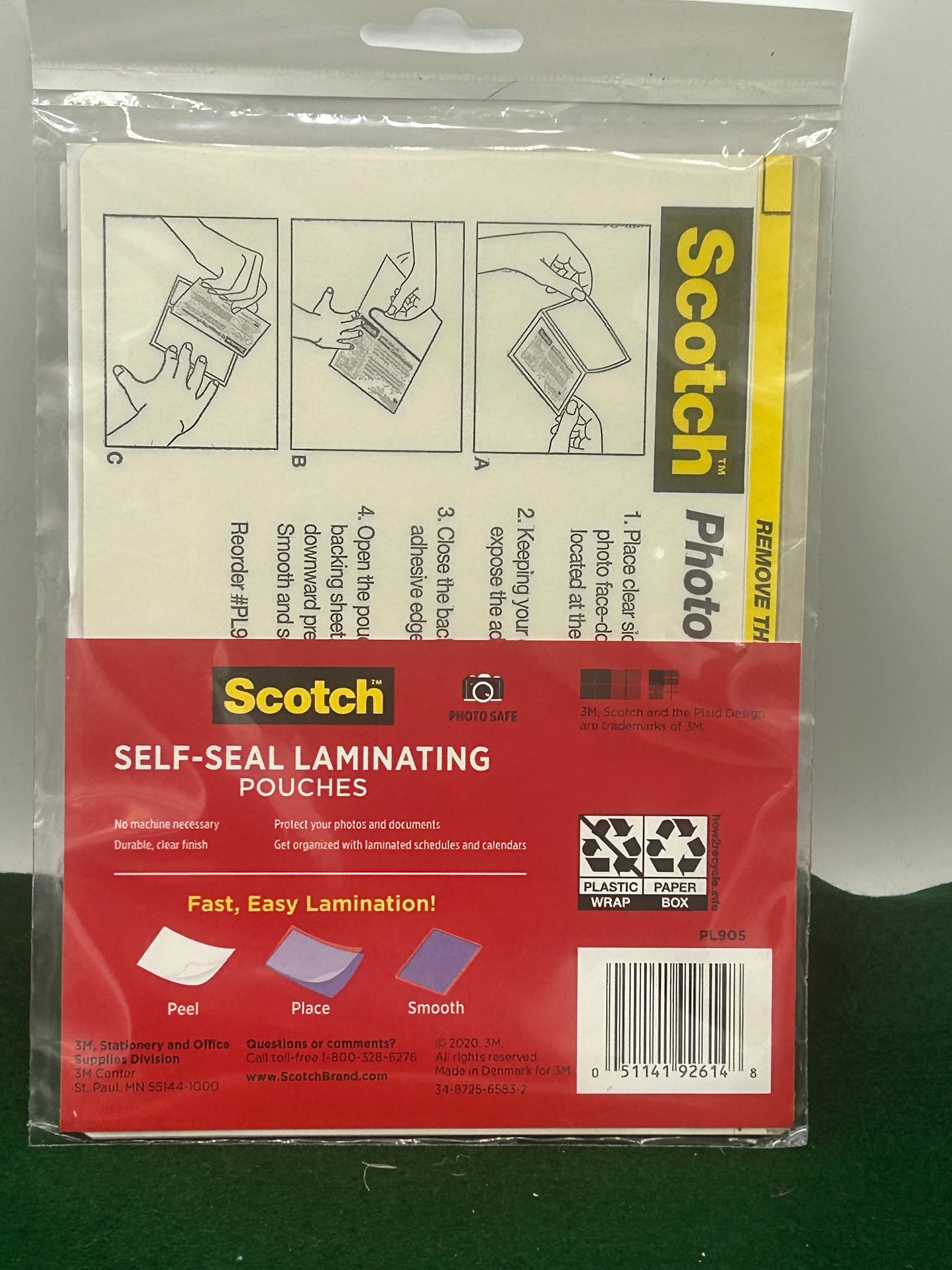 Scotch 3M Self-Sealing Laminating Pouches - 5"x 7" Document/Photo Size - 5 Pack